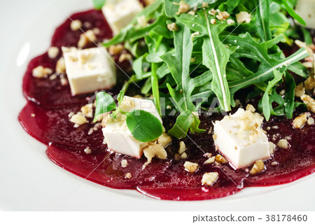 beetroot carpaccio with feta cheese 38178460