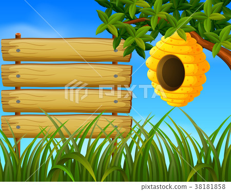 Basic RGBbeehive in the garden with blankwood 38181858