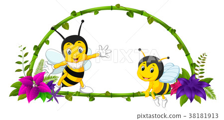 frame of bamboo and bee