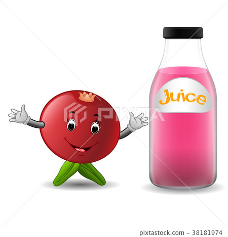 Bottle of pomegranate juice with cute pomegranate Bottle of pomegranate juice with cute pomegranate 38181974