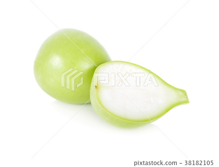 whole and half cut fresh calabash on white whole and half cut fresh calabash on white 38182105
