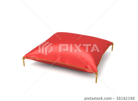 3d rendering of a red silk decorative pillow with 3d rendering of a red silk decorative pillow with 38182198
