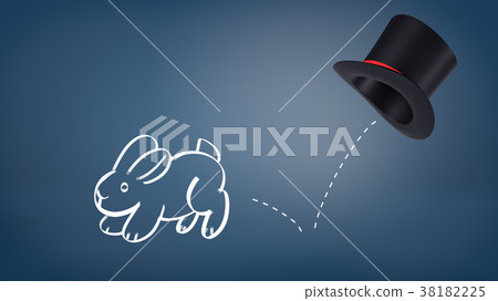3d rendering of a chalk drawn rabbit jumps out of 38182225