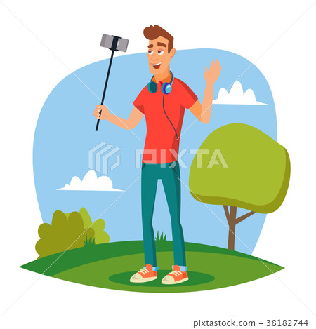 Video Blogger Vector. Modern Blogger Recording Video Blogger Vector. Modern Blogger Recording 38182744