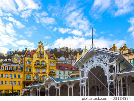 Hot springs colonnade in Karlovy Vary 38184584