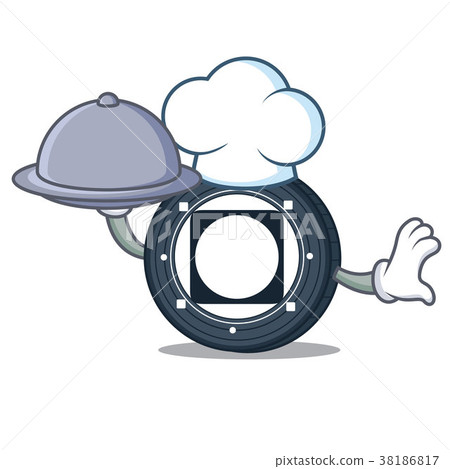 Chef with food Byteball Bytes coin mascot cartoon Chef with food Byteball Bytes coin mascot cartoon 38186817