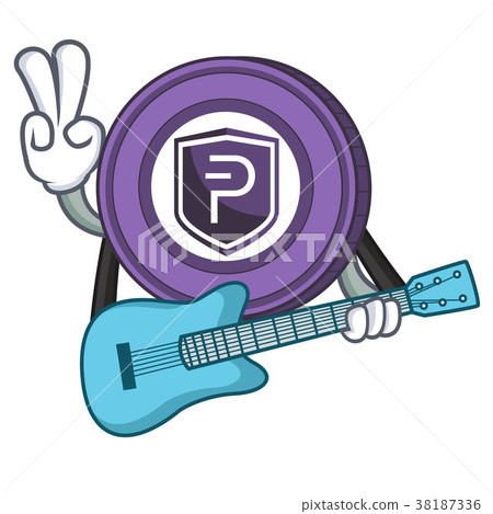 With guitar Pivx coin mascot cartoon 38187336