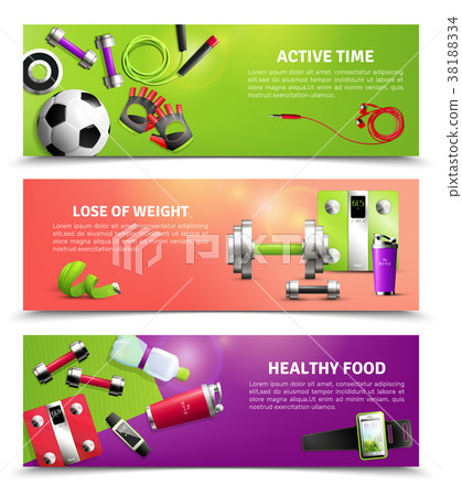 Fitness Gym Banners Set 38188334