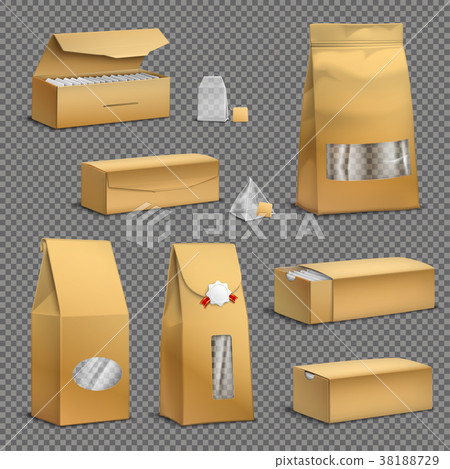 Tea Packaging Set Realistic Transparent  38188729