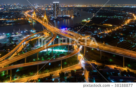 Aerial view over the highway,expressway 38188877