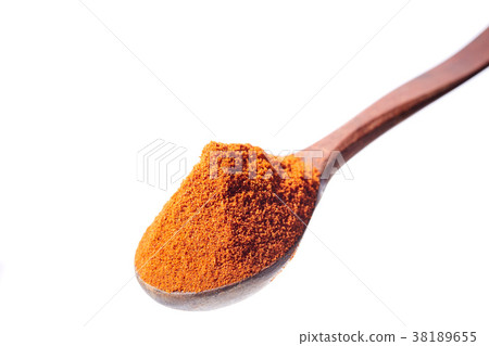 Shichimi pepper in Wooden spoon on white Shichimi pepper in Wooden spoon on white 38189655