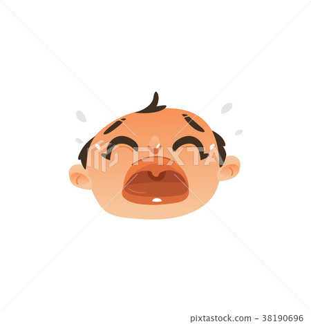 Vector flat baby face with sad facial expression Vector flat baby face with sad facial expression 38190696