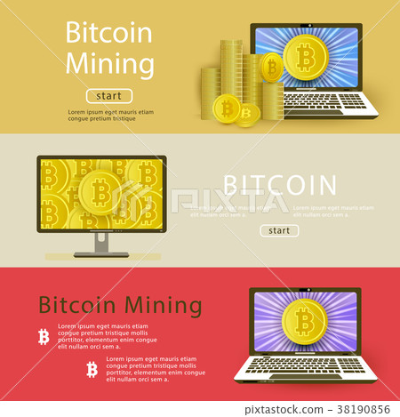 Vector flat bitcoin mining posters set 38190856