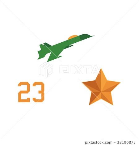 Vector flat army, military Fatherland Defender set Vector flat army, military Fatherland Defender set 38190875
