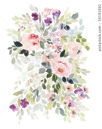 Greeting card with watercolor flowers handmade. - Stock Illustration ...