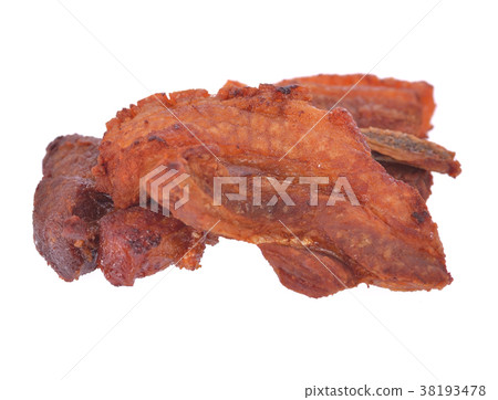 Fried pork, style thai food on white background. Fried pork, style thai food on white background. 38193478