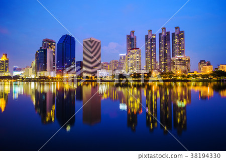 city night view at Benjakitti Park, Bangkok city night view at Benjakitti Park, Bangkok 38194330