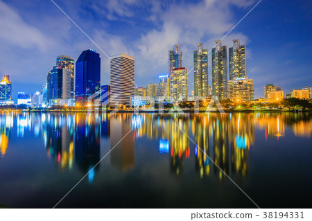 city night view at Benjakitti Park, Bangkok city night view at Benjakitti Park, Bangkok 38194331