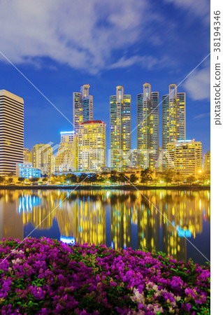 city night view at Benjakitti Park, Bangkok city night view at Benjakitti Park, Bangkok 38194346