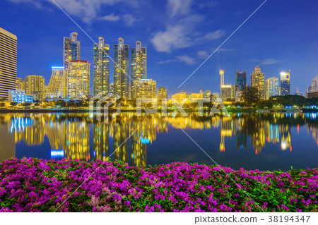 city night view at Benjakitti Park, Bangkok 38194347