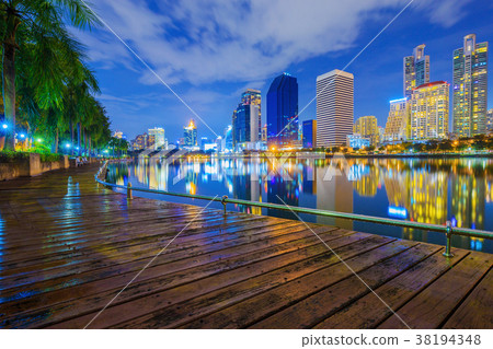 city night view at Benjakitti Park, Bangkok 38194348