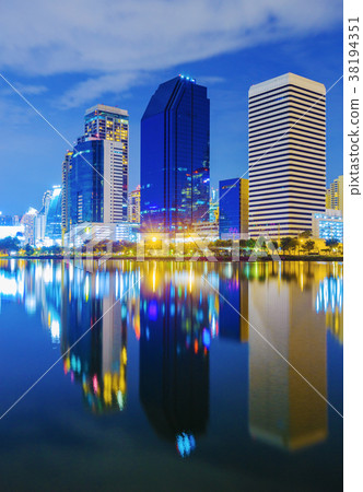 city night view at Benjakitti Park, Bangkok 38194351
