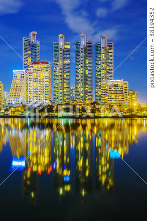 city night view at Benjakitti Park, Bangkok 38194352