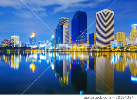 city night view at Benjakitti Park, Bangkok 38194354
