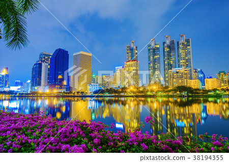 city night view at Benjakitti Park, Bangkok 38194355