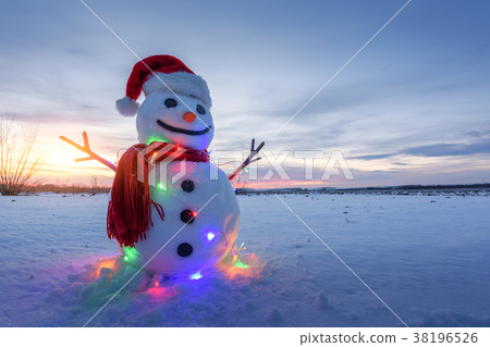 Funny snowman in red hat Funny snowman in red hat 38196526