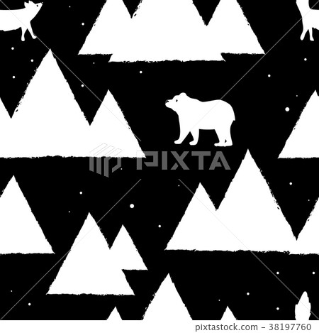 Polar white bears and foxes with triangle abstract Polar white bears and foxes with triangle abstract 38197760