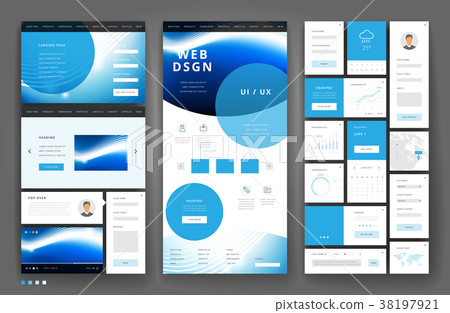 Website template design with interface elements 38197921