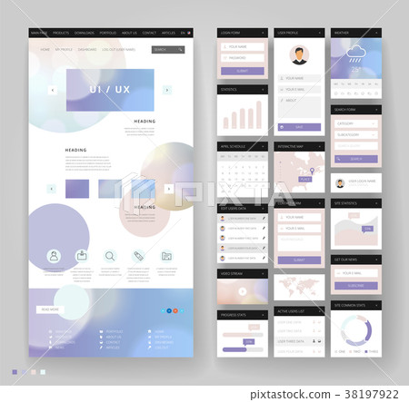 Website template design with interface elements 38197922