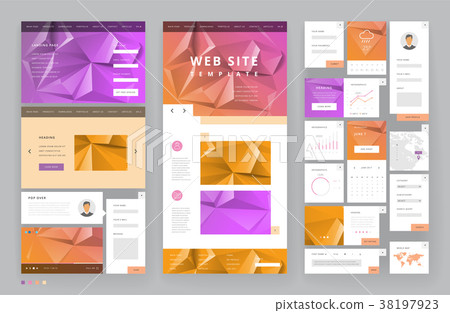 Website template design with interface elements Website template design with interface elements 38197923