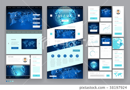 Website template design with interface elements Website template design with interface elements 38197924