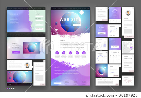 Website template design with interface elements 38197925