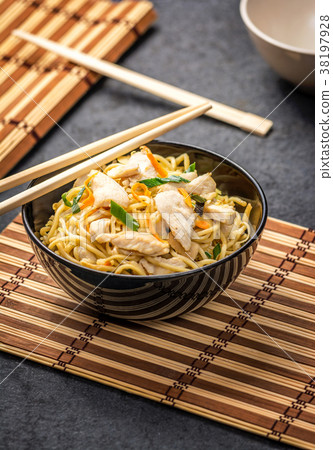Asian noodle with chicken Asian noodle with chicken 38197928