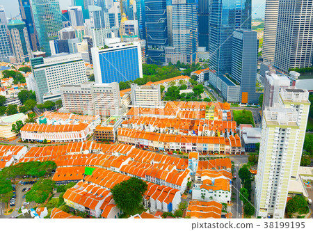 Singapore Chinatown aerial view 38199195