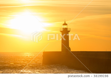 Lighthouse at sunset. Porto, Portugal 38199198