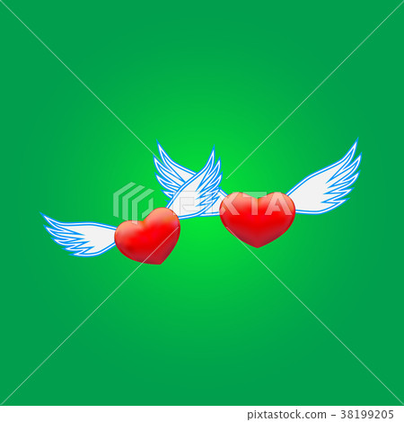 Two hearts on a green background Vector 38199205
