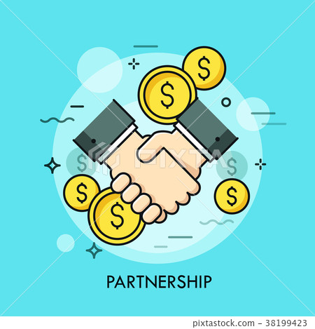 Handshake and dollar coins. Business partnership 38199423