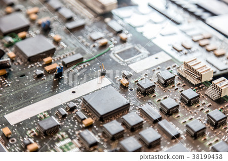 Close up of electronic circuit board. 38199458