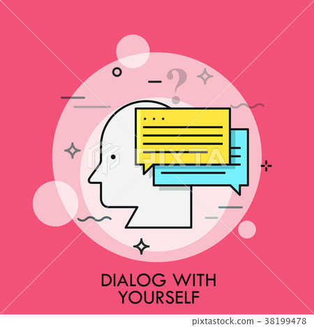 Human head profile and speech bubbles. Concept of 38199478