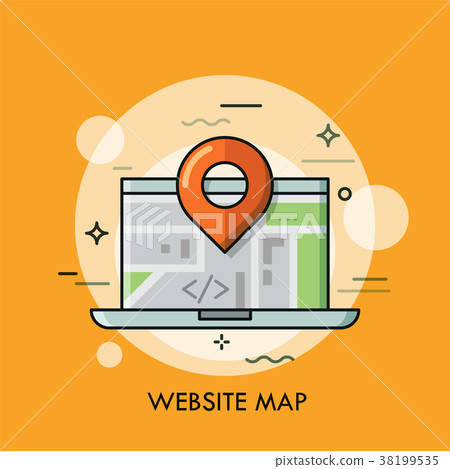 Laptop and location mark. Concept of global and Laptop and location mark. Concept of global and 38199535