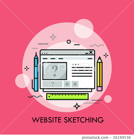 Browser window, pen, pencil and ruler. Browser window, pen, pencil and ruler. 38199536