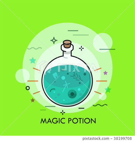 Green liquid in round bottom flask.  38199708