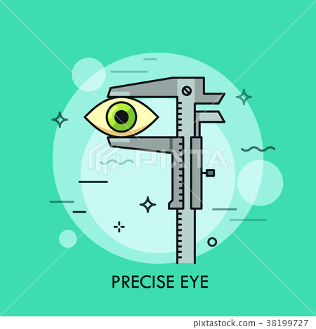 Human eye measured with vernier caliper. Creative 38199727