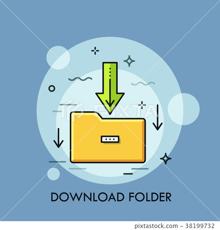 Yellow paper folder and green arrow pointing 38199732