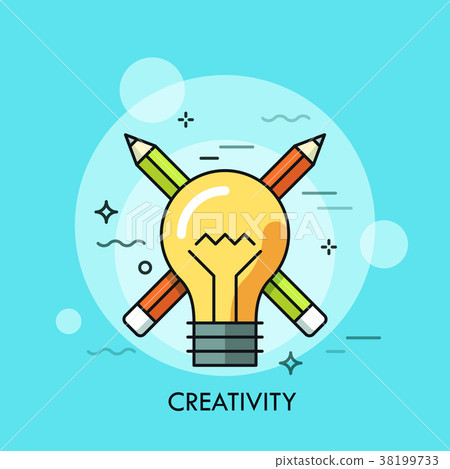 Light bulb against crossed pencils on background Light bulb against crossed pencils on background 38199733