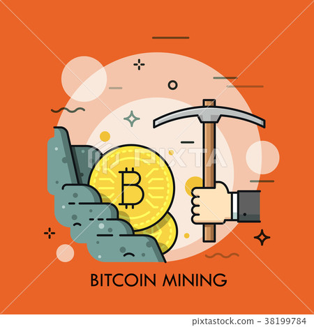 Bitcoin Mining thin line concept vector 38199784